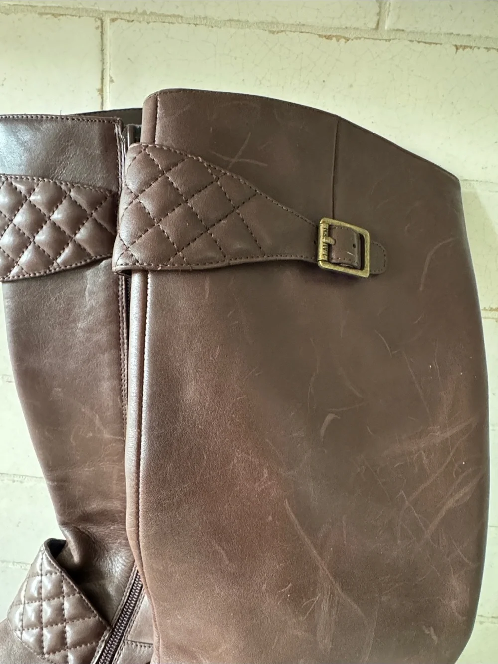 LAUREN Ralph Lauren MAVEAH Brown Leather Quilted Strap Riding Boots Size 7.5B